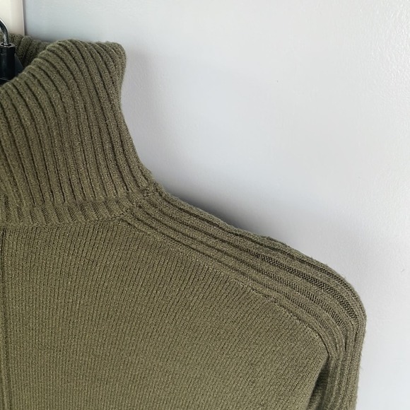 TIME and TRU Olive Green Turtleneck Longline Knit Sweater Blouse; - Picture 3 of 8